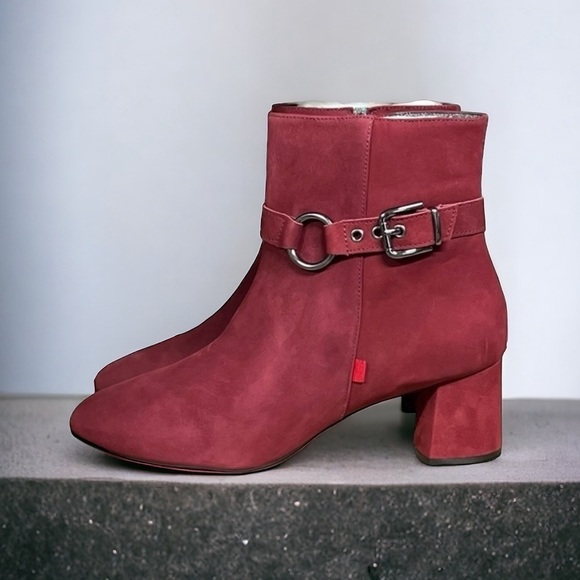 🌻NEW Marc Joseph Rouge Nubuck Suede "Madison" Bootie Women's Size 10 - Picture 1 of 13
